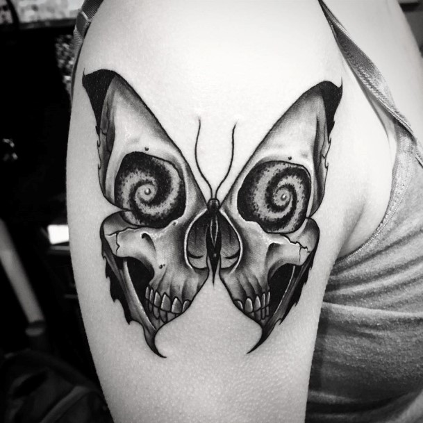 Womens Montrous Butterfly Tattoo On Arms