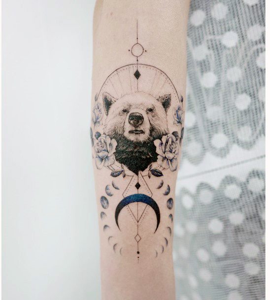 Womens Moon And Bear Tattoo