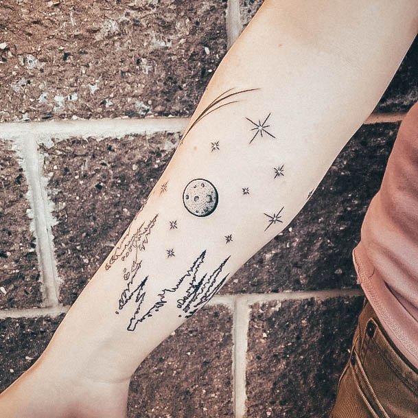 Womens Moon And Stars Tattoo Design Ideas