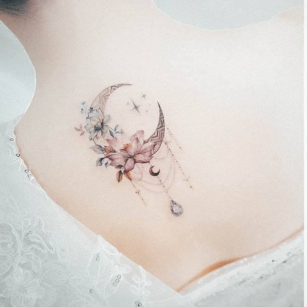 Womens Moon And Stars Tattoos