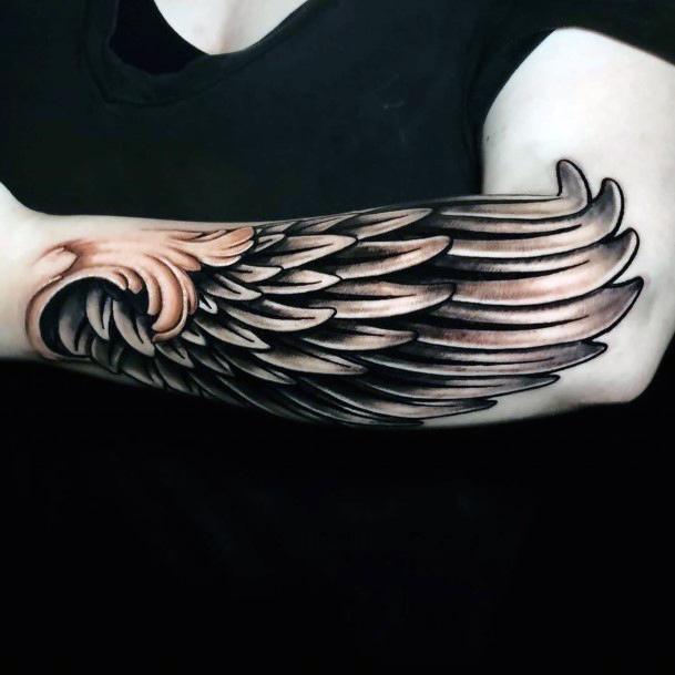 Womens Multi Layered Angel Wings Tattoo Hands