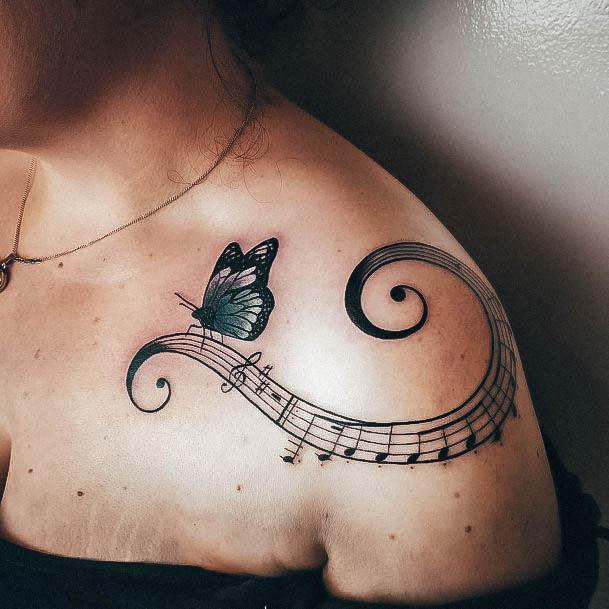 Womens Music Note Super Tattoo Designs