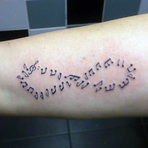 Womens Musical Notes Infinity Tattoo
