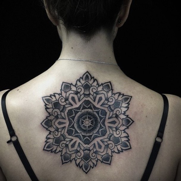 Womens Mystifying Mandala Tattoo On Back