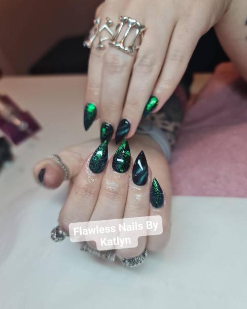 Womens Nail Ideas Black And Green