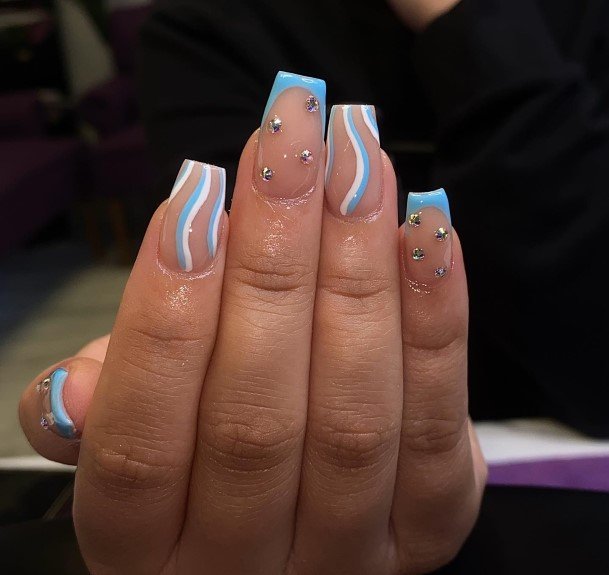 Womens Nail Ideas Blue French Tip