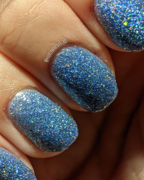 Womens Nail Ideas Blue Glitter