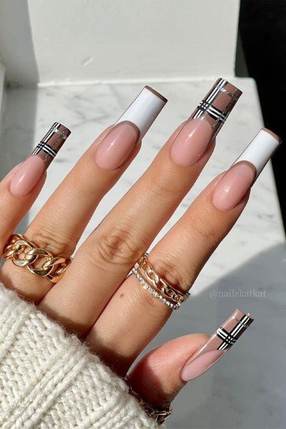 Womens Nail Ideas Brown French Tip