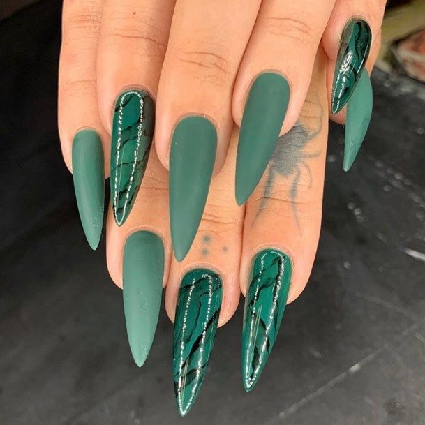 Womens Nail Ideas Emerald Green