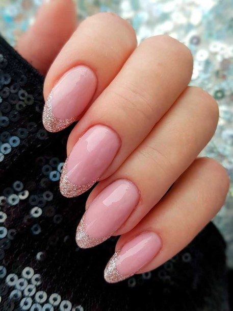 Womens Nail Ideas Glitter French Tip