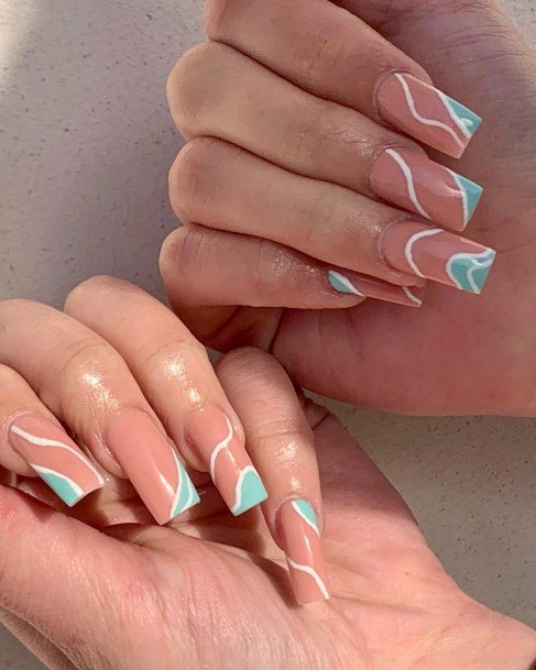 Womens Nail Ideas Green And White