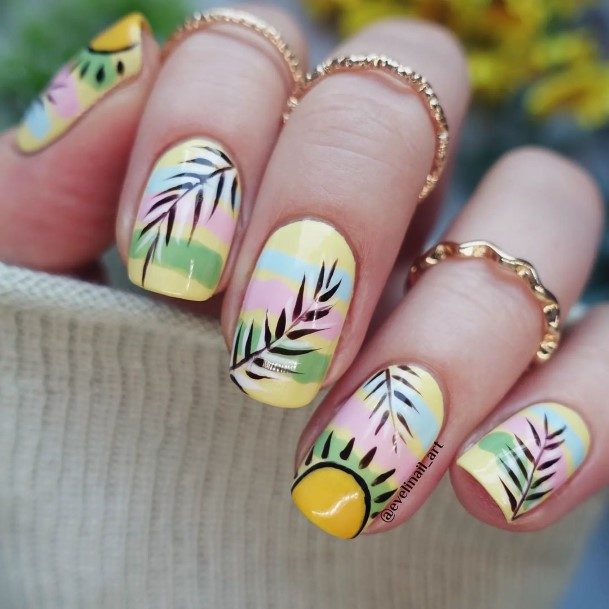 Womens Nail Ideas Green And Yellow