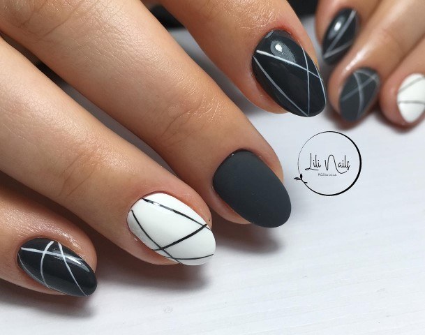 Womens Nail Ideas Grey And White
