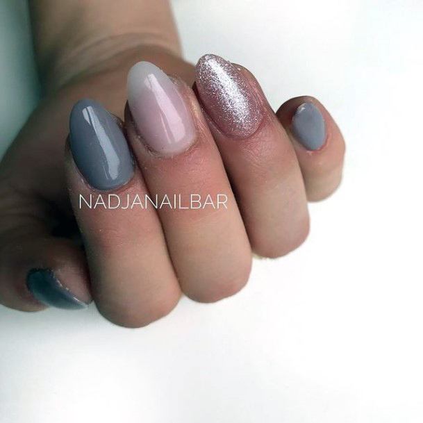 Womens Nail Ideas Grey Dress