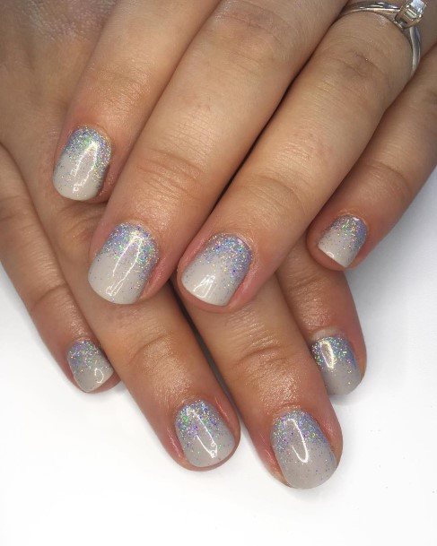 Womens Nail Ideas Grey With Glitter