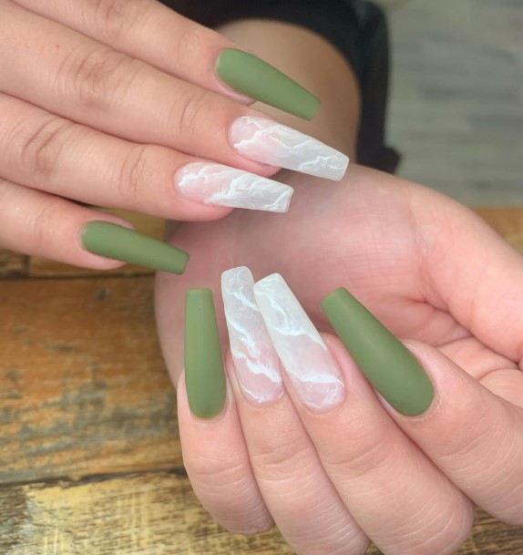 Womens Nail Ideas Matte Green