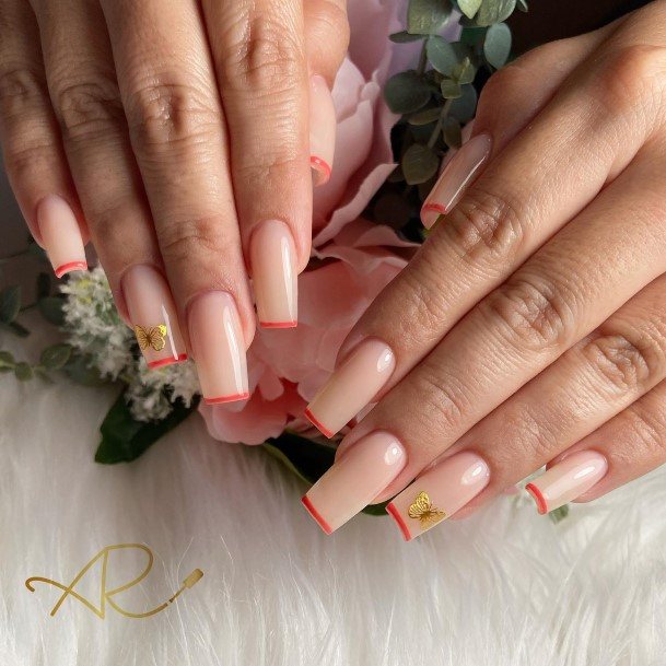 Womens Nail Ideas Orange French Tip