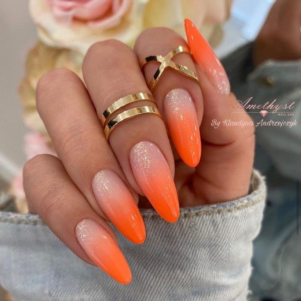 Womens Nail Ideas Orange Ombre