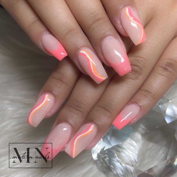 Womens Nail Ideas Peach And Pink