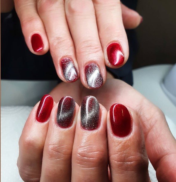 Womens Nail Ideas Red And Silver