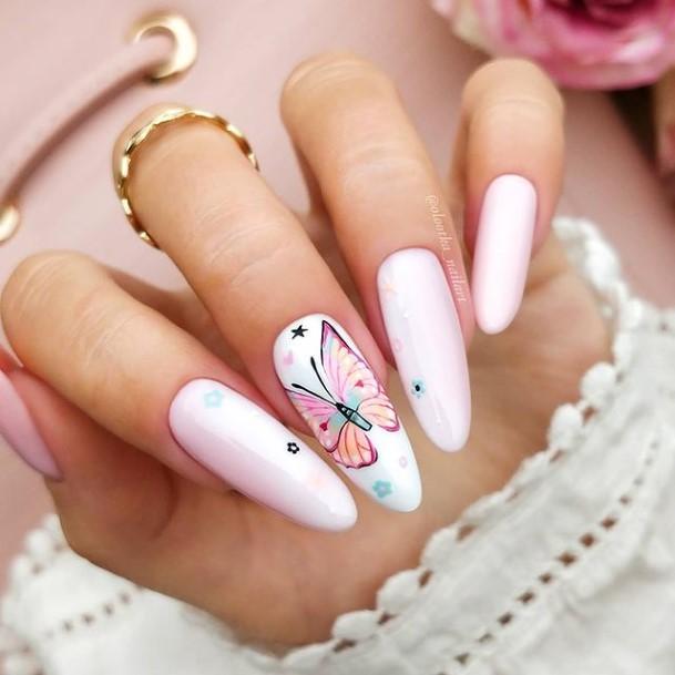 Womens Nail Ideas Short Pink And White