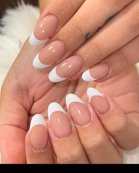 Womens Nail Ideas With Almond French Design