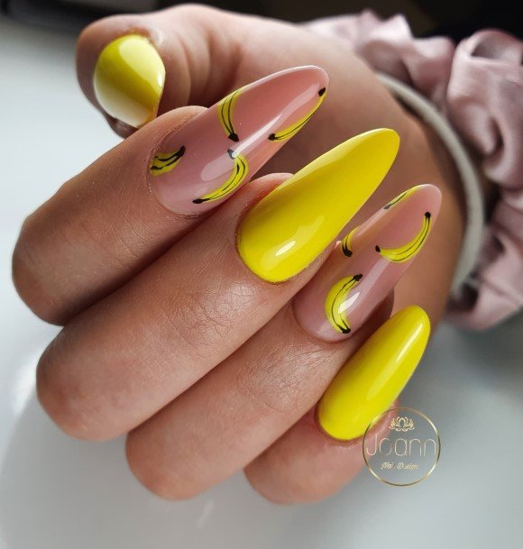 Womens Nail Ideas With Banana Design