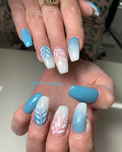 Womens Nail Ideas With Blue Ombre Design