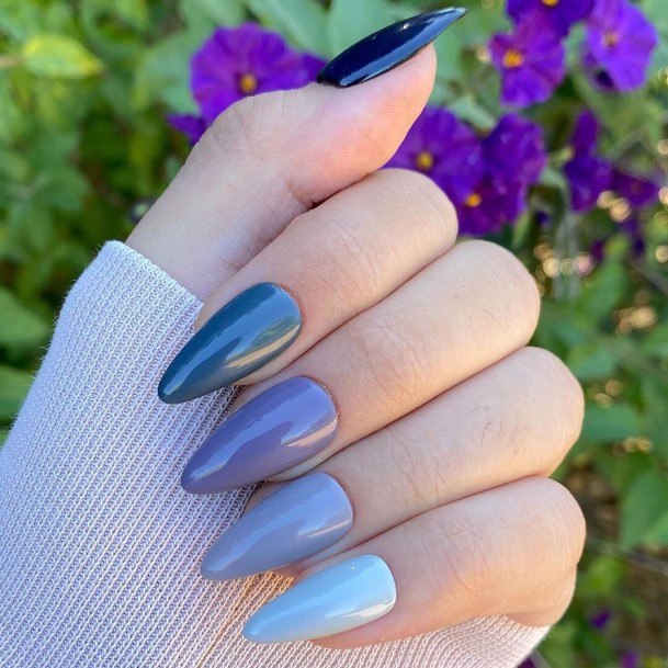 Womens Nail Ideas With Blue Short Design