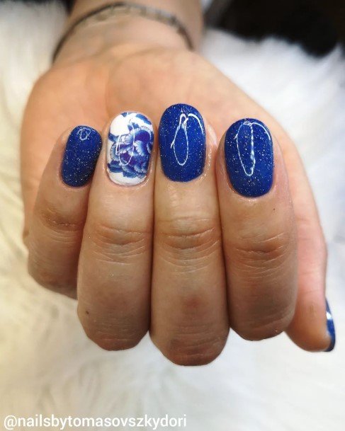 Womens Nail Ideas With Blue Summer Design