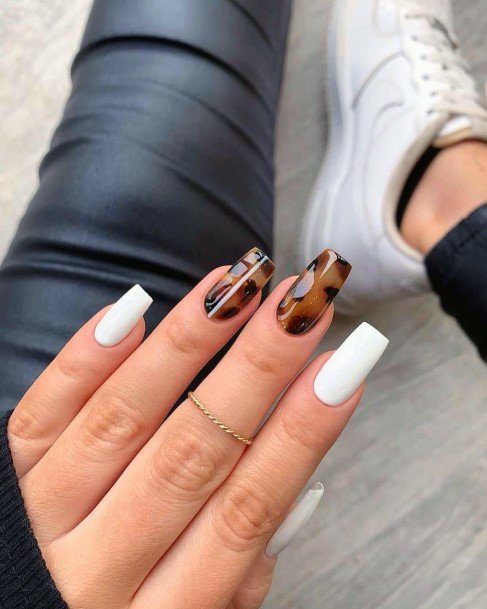 Womens Nail Ideas With Brown Dress Design