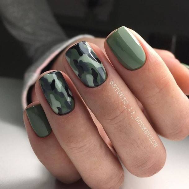 Womens Nail Ideas With Camo Design