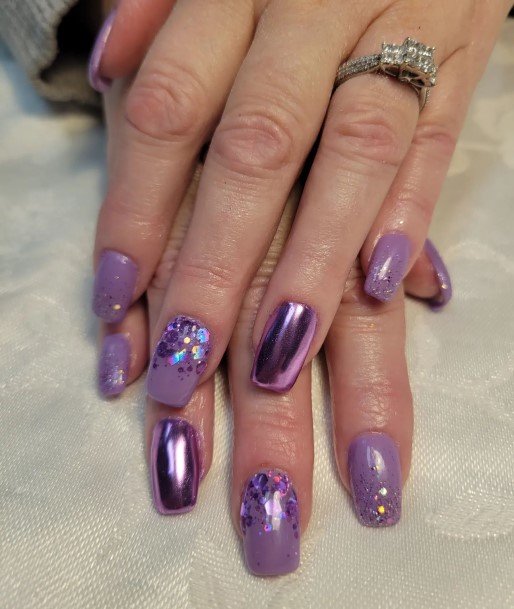 Womens Nail Ideas With Confetti Design