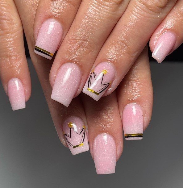 Womens Nail Ideas With Crown Design