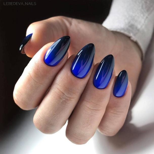 Womens Nail Ideas With Dark Blue Ombre Design