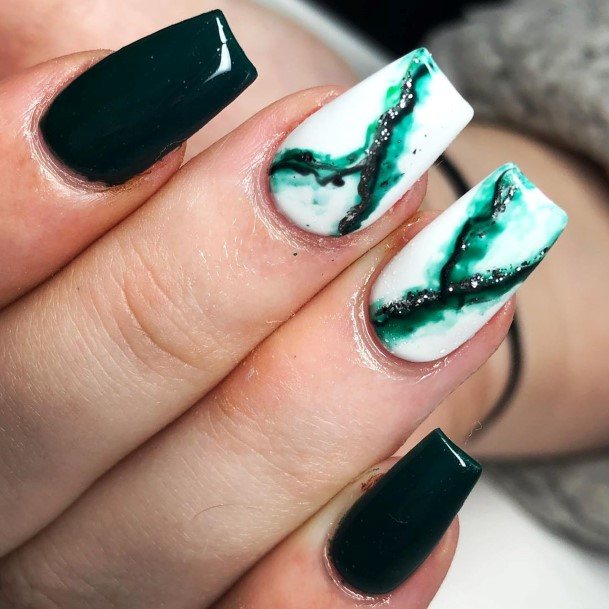 Womens Nail Ideas With Emerald Green Design