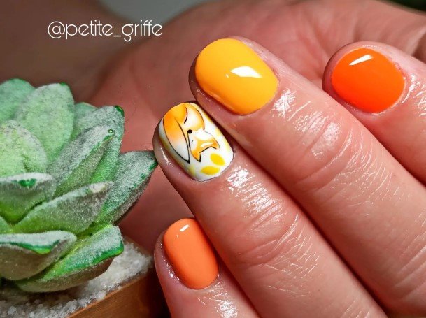 Womens Nail Ideas With Fox Design