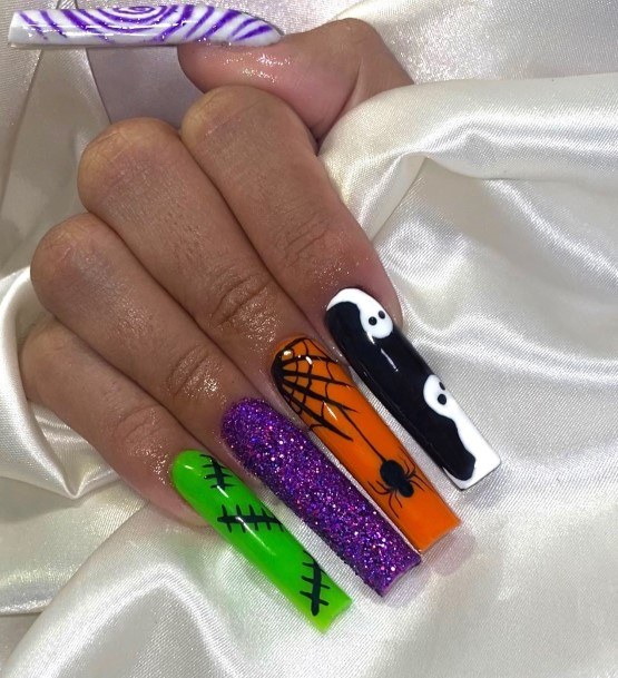 Womens Nail Ideas With Frankenstein Design