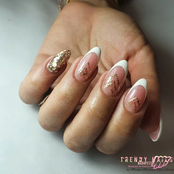 Womens Nail Ideas With Gold Design