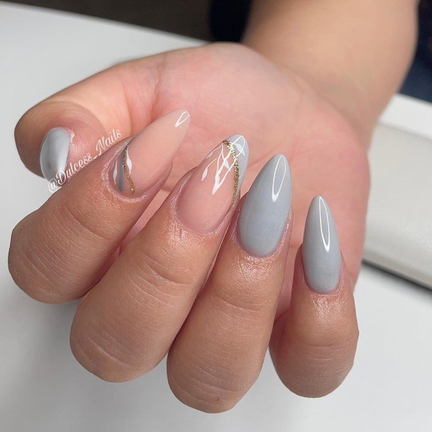 Womens Nail Ideas With Grey Design