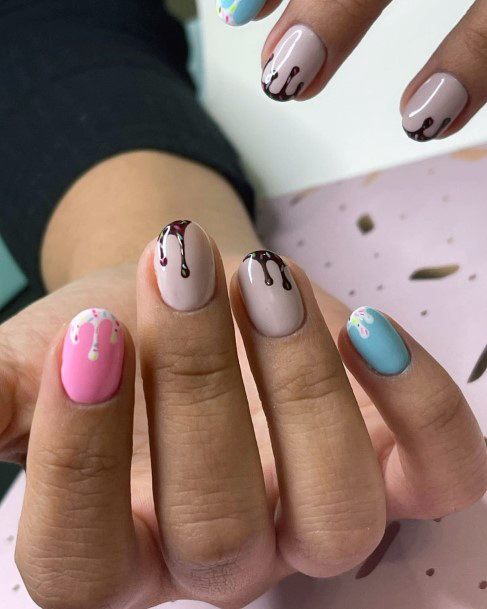 Womens Nail Ideas With Ice Cream Design