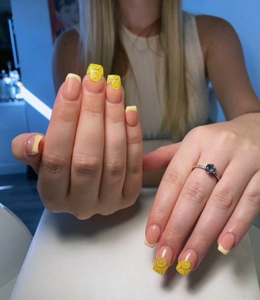 Womens Nail Ideas With Lemon Design