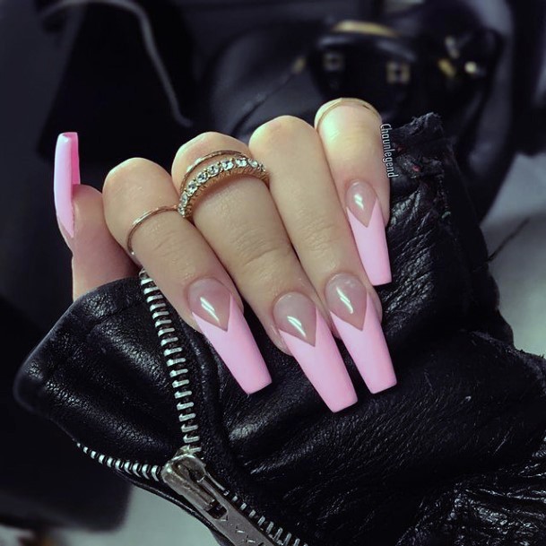 Womens Nail Ideas With Long Pink Design