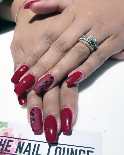 Womens Nail Ideas With Maroon And Black Design