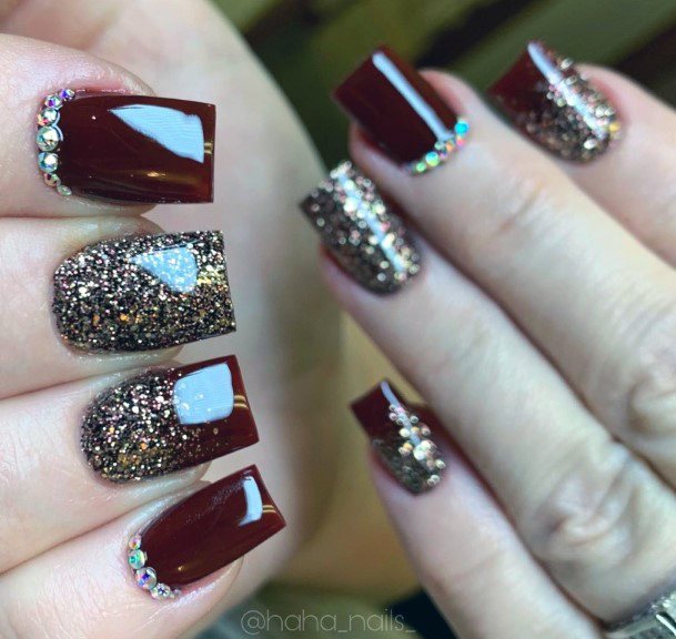 Womens Nail Ideas With Maroon Design