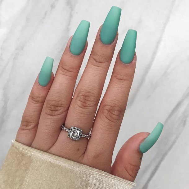 Womens Nail Ideas With Matte Green Design