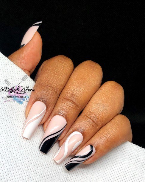 Womens Nail Ideas With Monochrome Design