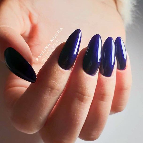 Womens Nail Ideas With Navy Blue Dress Design