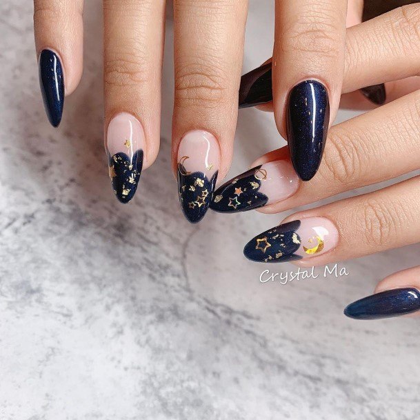 Womens Nail Ideas With New Moon Design