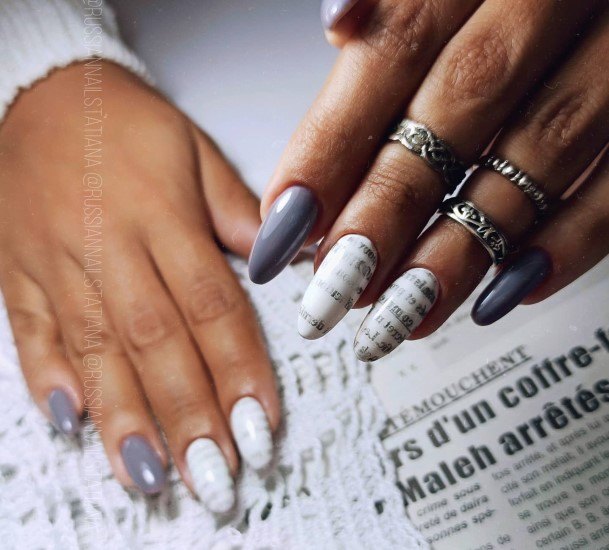 Womens Nail Ideas With Newspaper Design